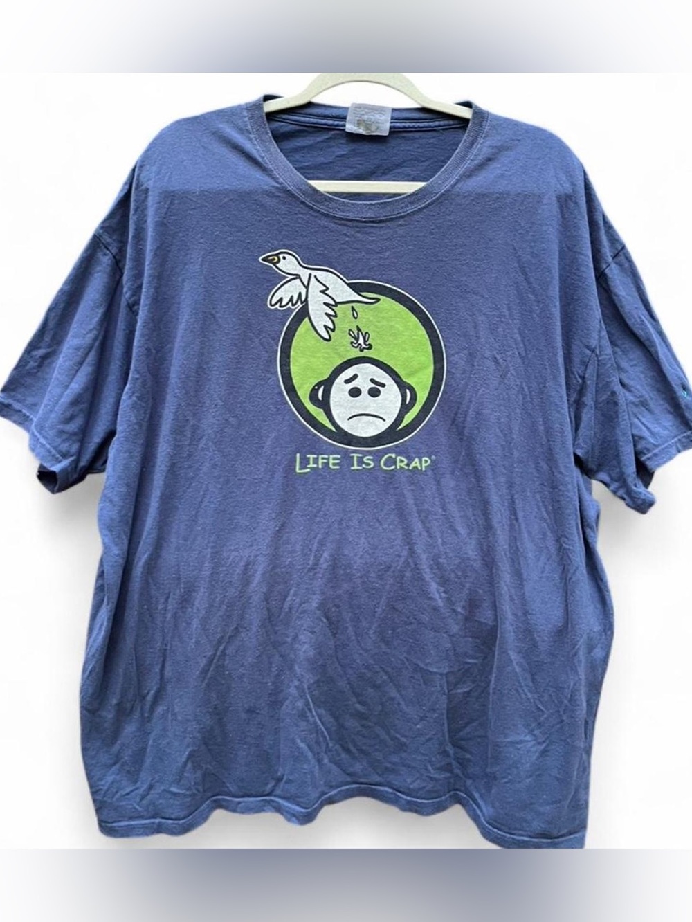 Life is Good Parody,Life Is Crap Graphic Tee - Blue Size XL